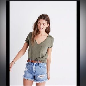 NWOT- Madewell- Whisper Cotton Tee W/ Pocket- Sz Large- Seaglass